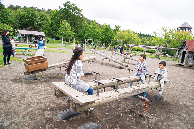小さいこどもでも安心して遊べるシーソー/小岩井農場まきば園（岩手県/雫石町）