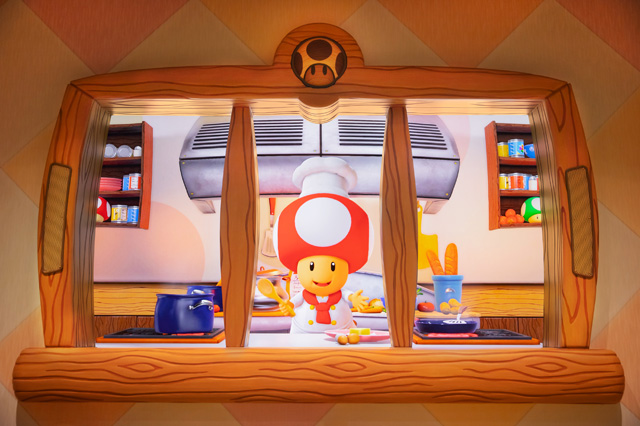 店内の窓をのぞくと、キノコ王国の愉快な様子を見ることができる/ユニバーサル・スタジオ・ジャパン(大阪市)