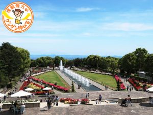 神戸市立須磨離宮公園（神戸市須磨区）は、冒険仕立てのアスレチック遊具が楽しいスポット