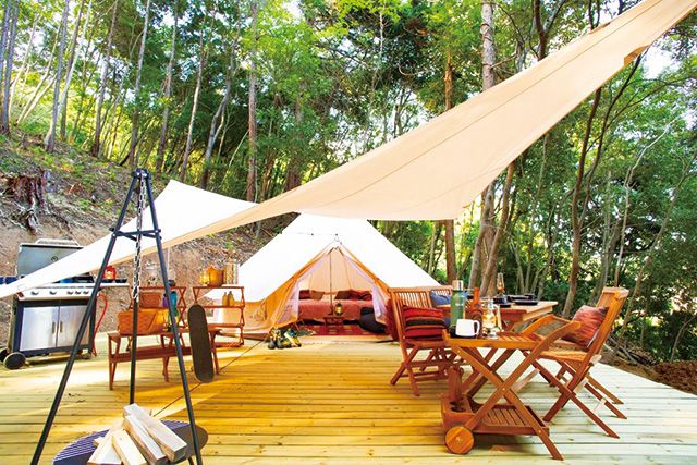 ウッドデッキとテント/Sah, いわき 湯本温泉（福島県/いわき市）