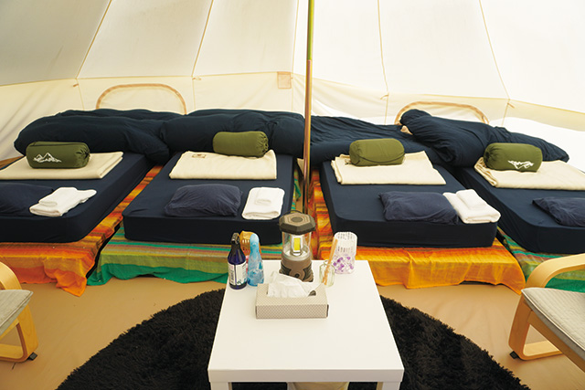 テント内は5名まで宿泊可能/KIBOTCHA（宮城県/東松島市）