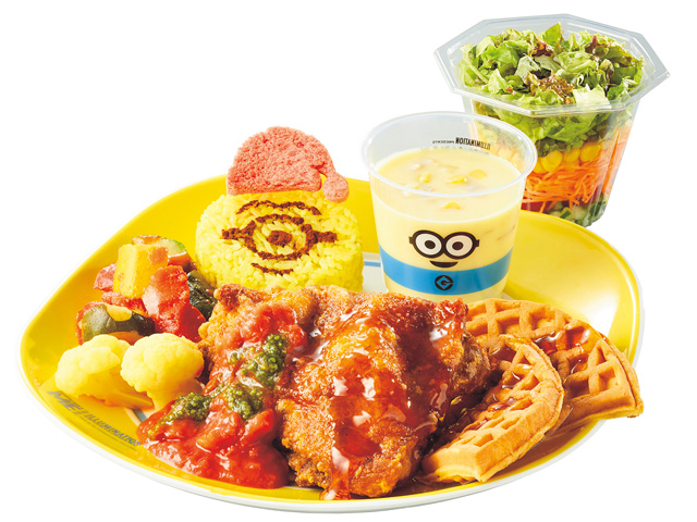 サンタ帽が可愛らしい、クリスマス・ミニオン・ワッフルチキンプレート 2100円／ユニバーサル・スタジオ・ジャパン（大阪府）