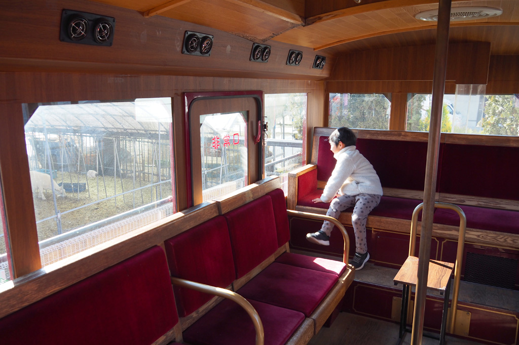 バスの車内はレトロそのもの/いちごの里(栃木県/小山市)