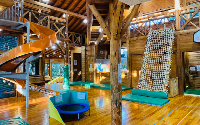 ダイナミックな遊具/踊場公園こどもログハウス