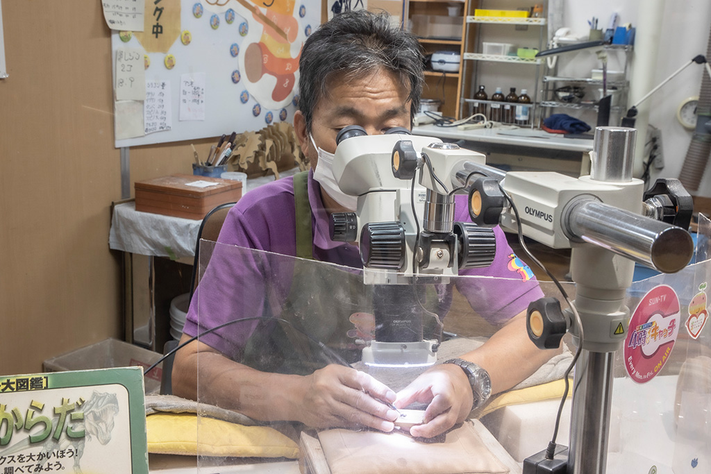 化石クリーニングの作業/丹波竜化石工房「ちーたんの館」（兵庫県/丹波市）