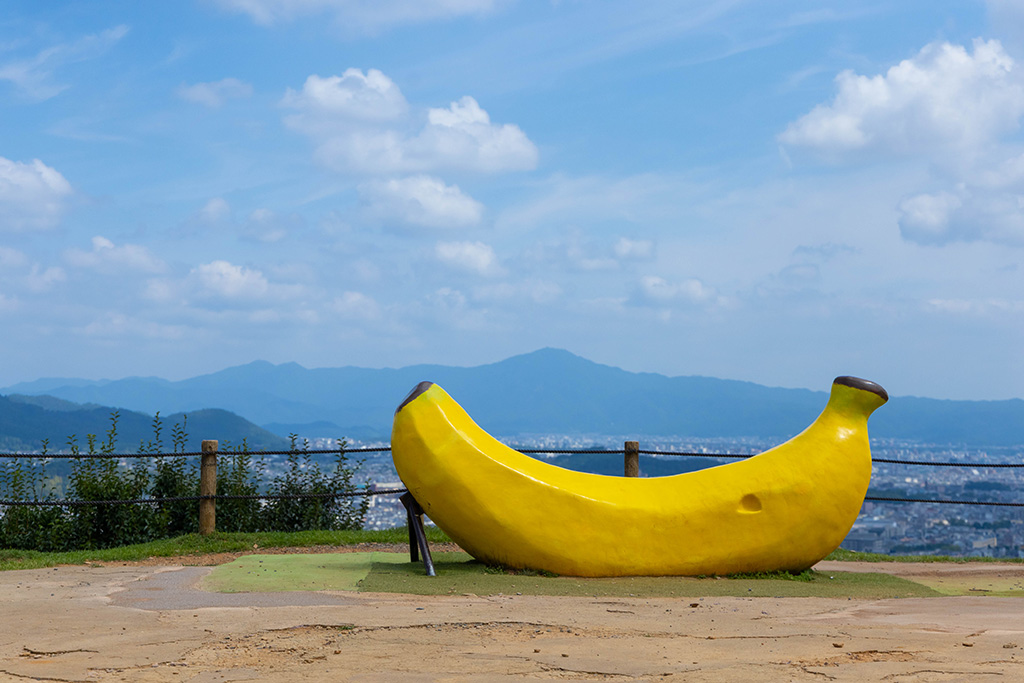 バナナモチーフのベンチ/嵐山モンキーパーク（京都府/京都市）