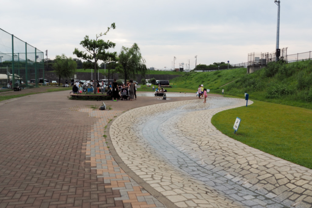 噴水から続くせせらぎ水路/境川遊水地公園(神奈川県/横浜市)