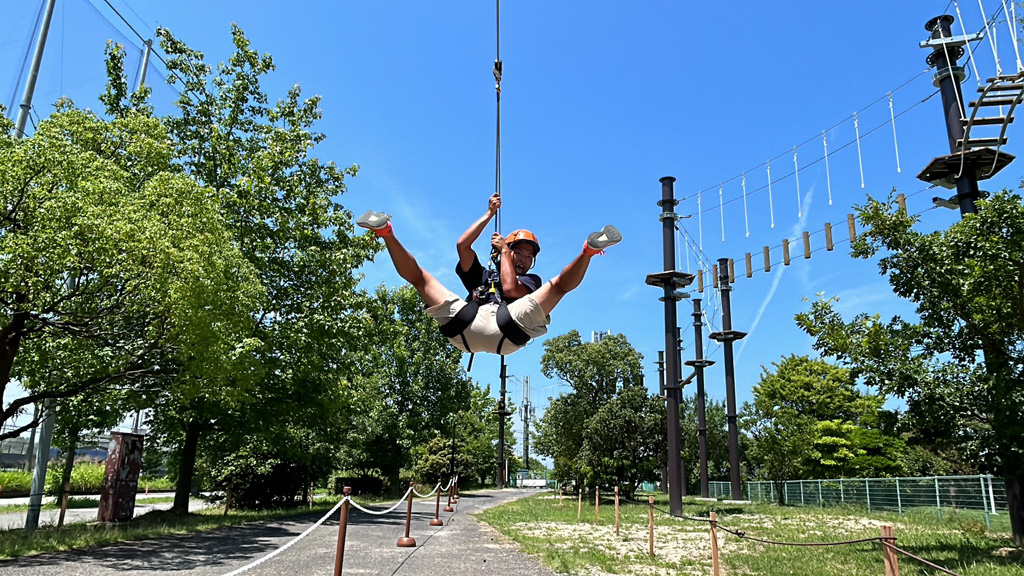 ジップラインはアスレチックの目玉/舞洲シーサイドアスレチック(大阪府/大阪市此花区)