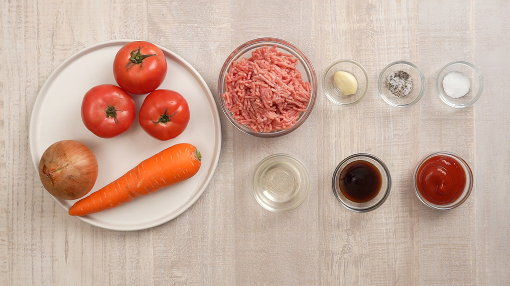 基本の簡単ミートソースの材料