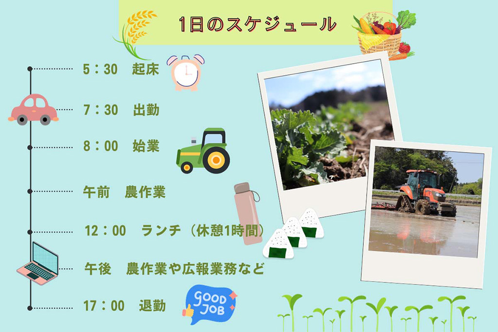 「紅梅夢ファーム」鈴木さんの1日のスケジュール（福島県/南相馬市）