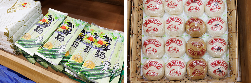 「かっぱ麺」（左）「玄米パン」（右）/JA夢みなみ はたけんぼ（福島県/須賀川市）