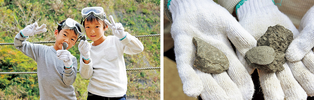 貝の化石を発見/福井県立恐竜博物館(勝山市)