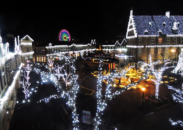 ホテルアムステルダムの客室から見た園内の夜景/ハウステンボス（長崎県/佐世保市）