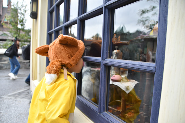 お店のショーウインドウを覗く様子|フローズンキングダム/東京ディズニーシー(千葉県/浦安市)