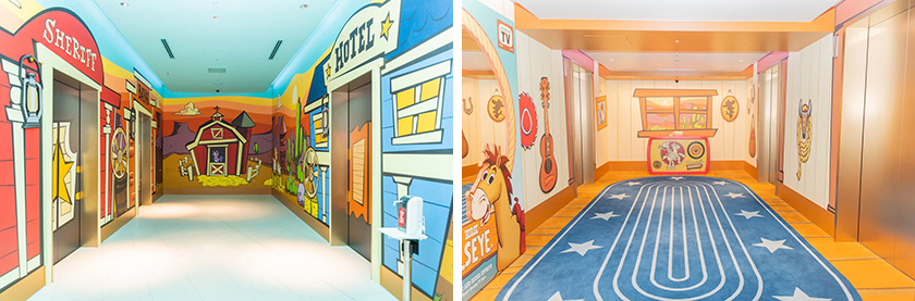 ウッディがテーマのエレベーター各フロア/東京ディズニーリゾート・トイ・ストーリーホテル(千葉県/浦安市)