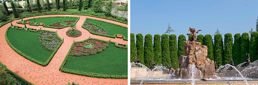 アリス・ガーデン（左）、ファンタジアコート（右）/東京ディズニーランドホテル（千葉県/浦安市）