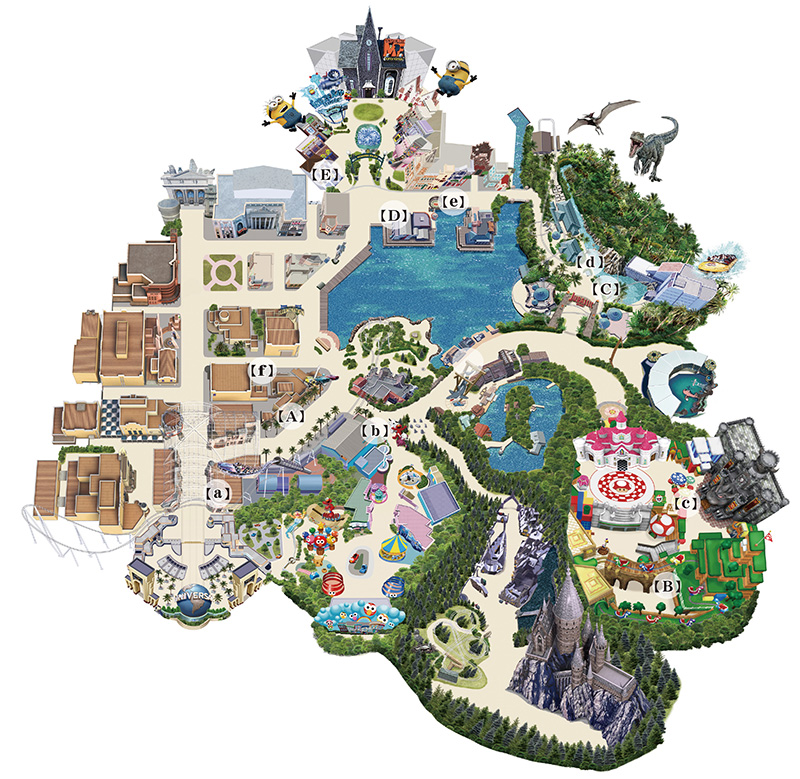 テイクアウトメニューがある店、ポップコーンバケツがあるカートのマップ/ユニバーサル・スタジオ・ジャパン(大阪市)