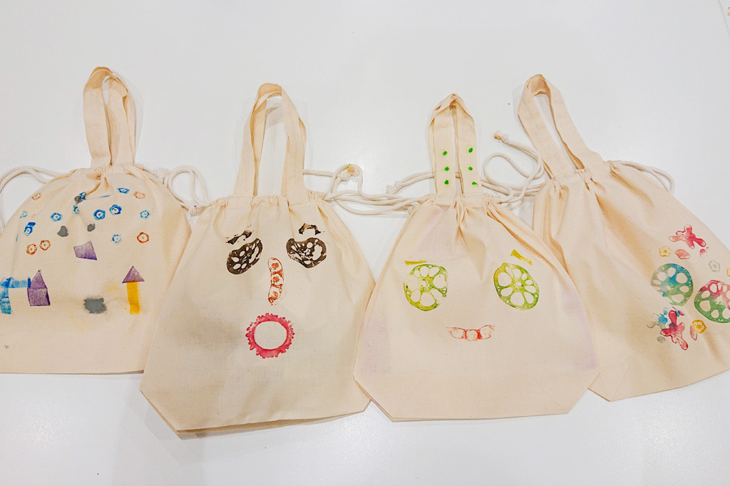 野菜スタンプで作ったオリジナルのマイバッグ