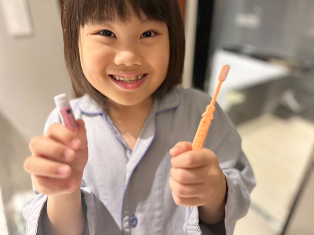 子ども用パジャマと歯ブラシセット/「ハイアット リージェンシー 横浜」子連れで宿泊レポ（神奈川県/横浜市）