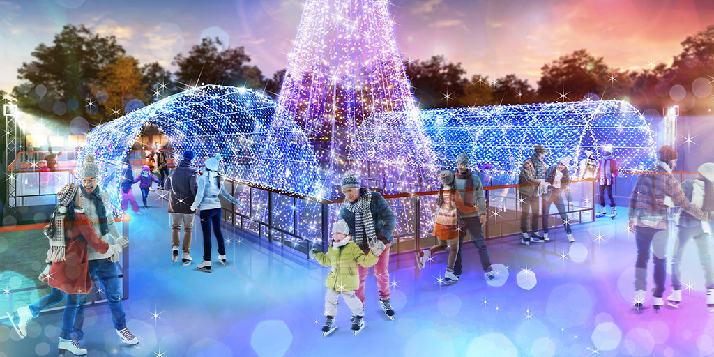 アイストレイルにかかっている光のトンネル/「MAKUHARI TOYOSUNAアイスリンク」豊砂公園(千葉県/千葉市)