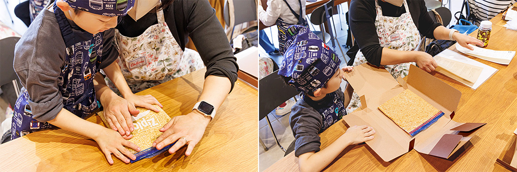 親子で味噌づくりの様子/「食べて学んでおうちで観察 みそづくり体験教室 るるぶKids体験便」