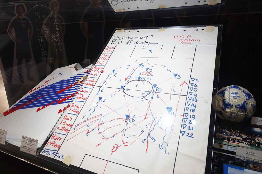 1993年にドーハ（カタール）で行われた日本代表対イラク代表戦の作戦ボード/JFA サッカー文化創造拠点「blue-ing!」（東京都/文京区）