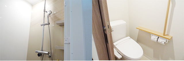 客室のトイレとシャワー室/ホテル三日月 龍宮亭(千葉県/木更津市)