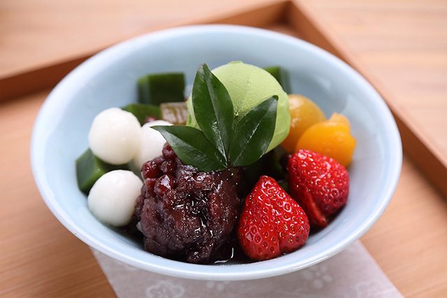 抹茶クリームあんみつ/叶 匠壽庵 寿長生の郷（滋賀県/大津市）