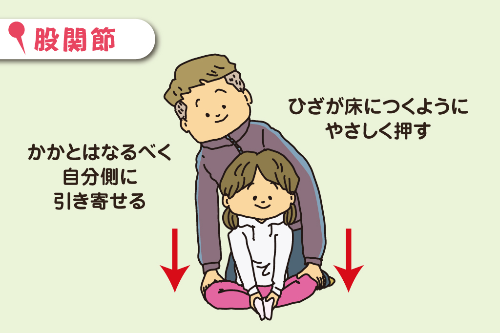 床にひざくっつけストレッチ/親子でできる簡単ストレッチ