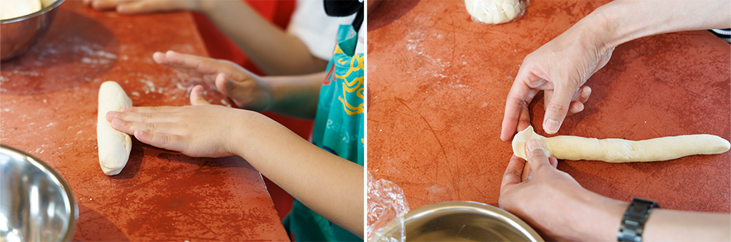 生地を成形する工程/ベーグルづくりワークショップ