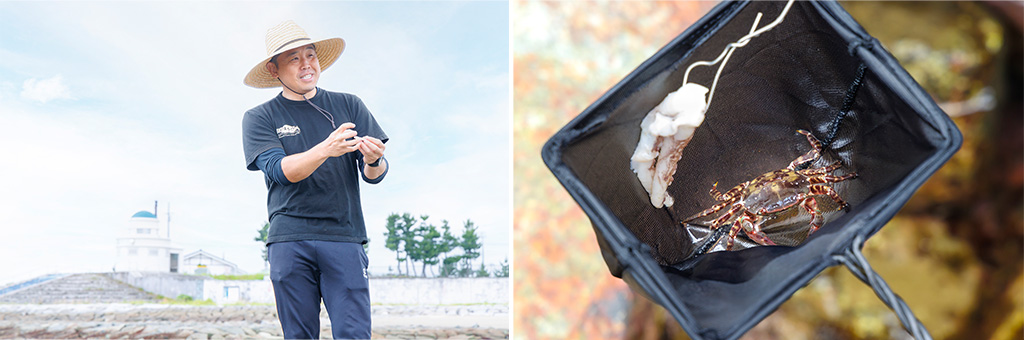 若旦那と一緒に楽しむ磯ガニ釣り体験(福島県/相馬市)