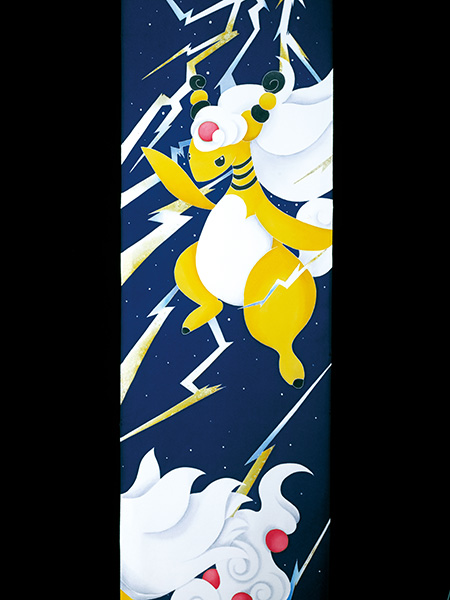 水橋さおり《友禅帯「閃光」》2022年 個人蔵│「ポケモン×工芸展-美とわざの大発見-」長崎会場/長崎歴史文化博物館(長崎市)