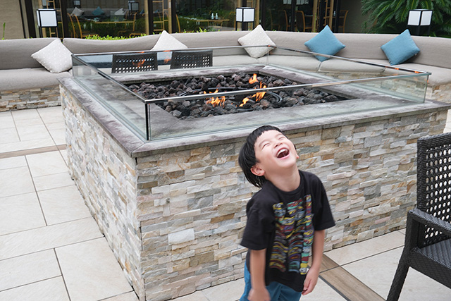 庭にある焚き火スペース│子連れ宿泊レポ/亀の井ホテル 鴨川(千葉県/鴨川市)