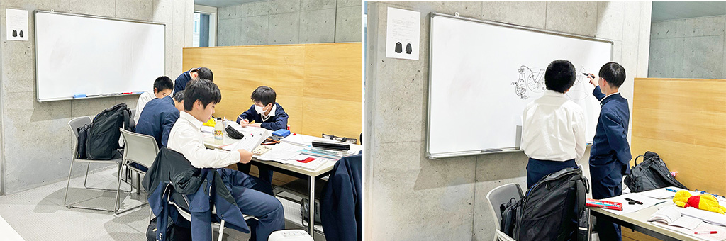 学年の違う生徒が一緒に勉強している姿/足立学園中学校（東京都/足立区）