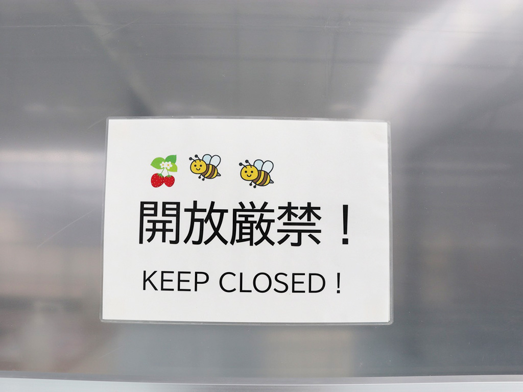 開放厳禁の案内/湖と苺(滋賀県/草津市)