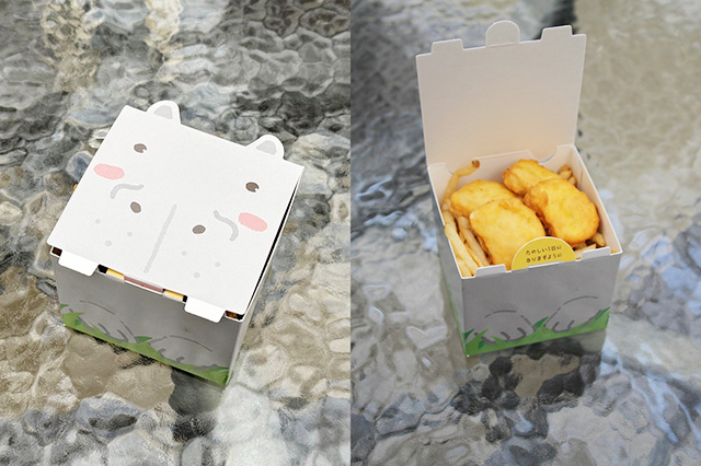 ナゲットとフライドポテトがセットになった「カバいいBOX」/神戸どうぶつ王国（兵庫県/神戸市）