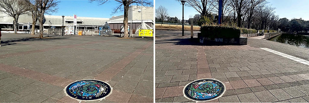 つくば中央公園のポケふた「レックウザ」がある場所（茨城県／つくば市）